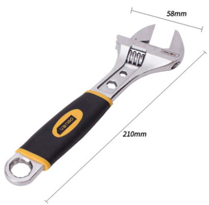 得力工具8寸活络活动扳手DL30108胶柄活扳手得力塑柄活扳手