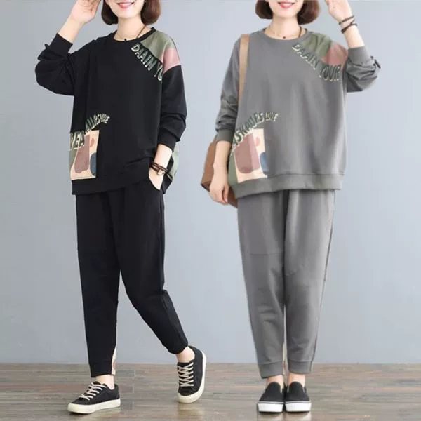 Внешняя торговля подходит два комплекта ранней осени, спортивные женские весенние и осенние удобрения, женские толстые сестры больших размеров, 200 Jins loose