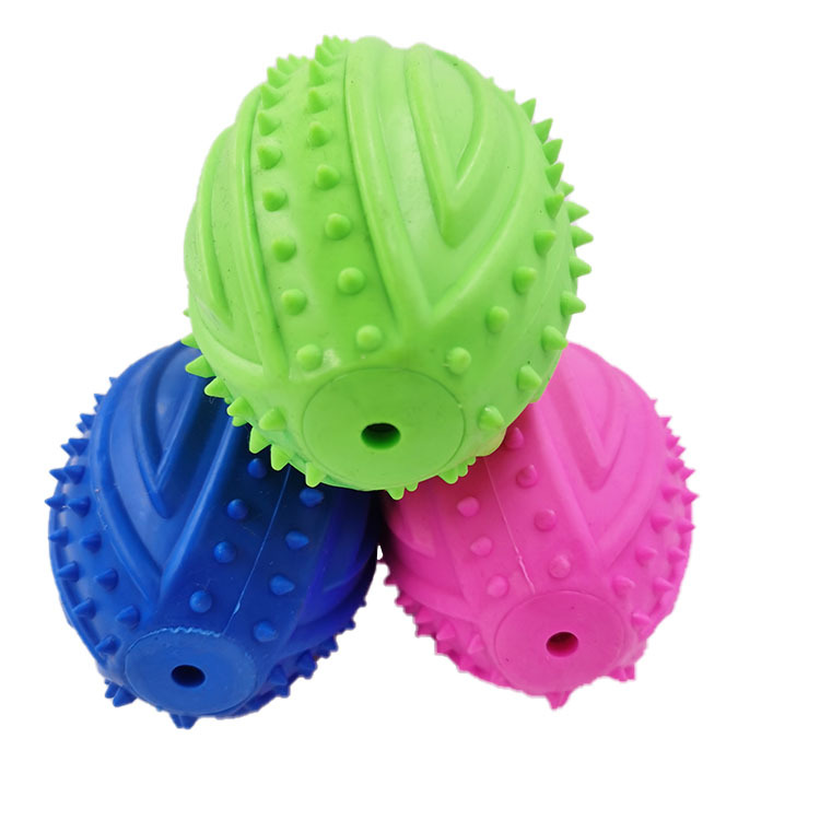 Pelota de juguete para mascotas nuevo rugby TPR perro sonido pelota de goma entrenamiento para perros juguete interactivo precio de fábrica ventas directas
