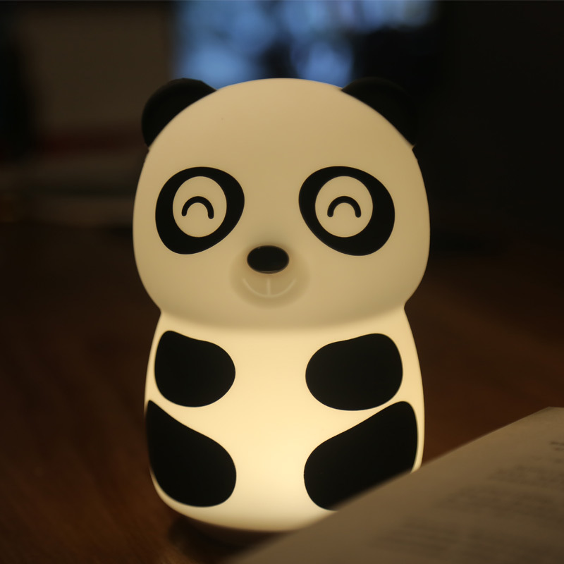 卡通礼物熊猫朌朌硅胶小夜灯创意梦幻卧室台灯充电款触摸灯伴睡灯