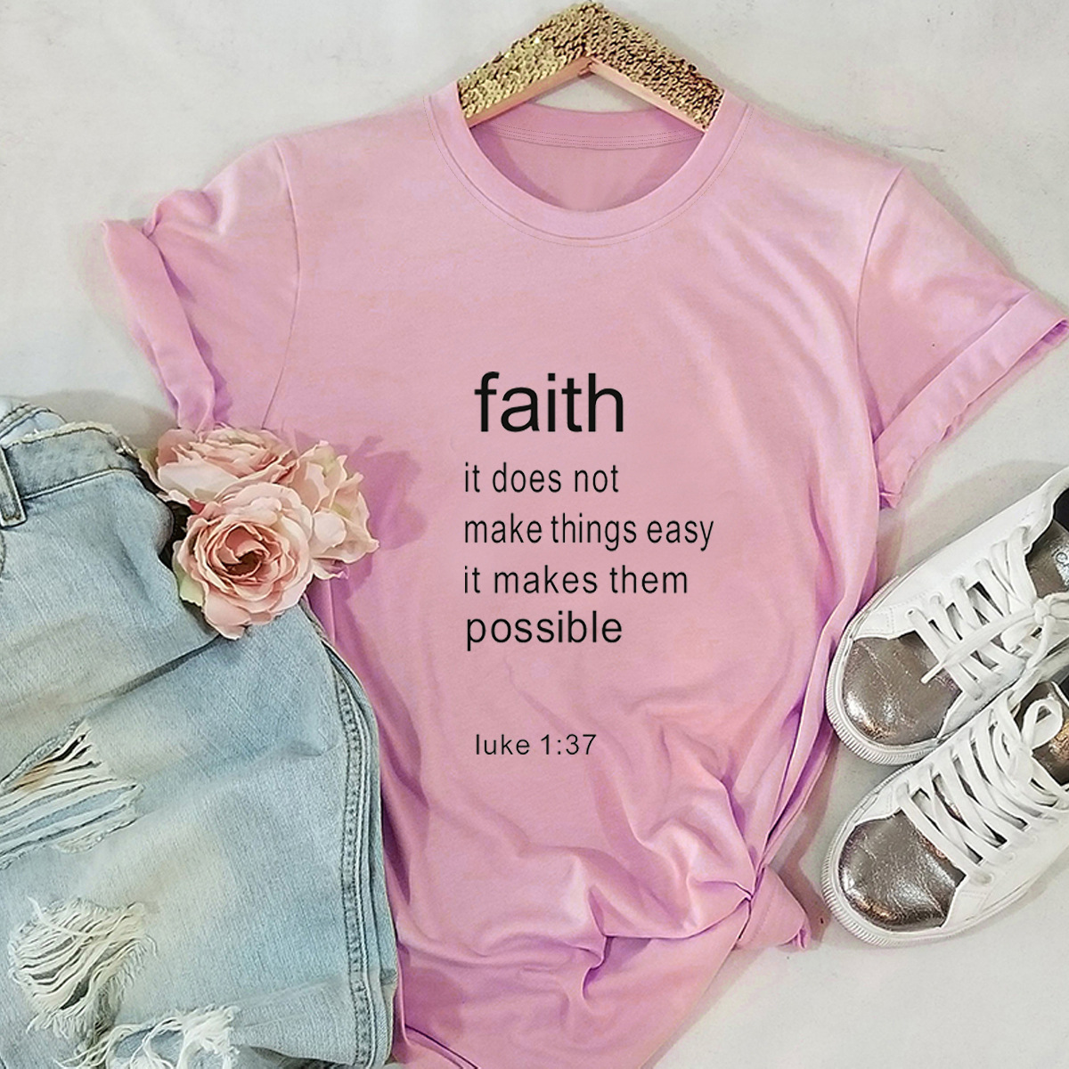 Camiseta de manga corta cómoda de estilo caliente con letra superior impresa para mujer NSSN885