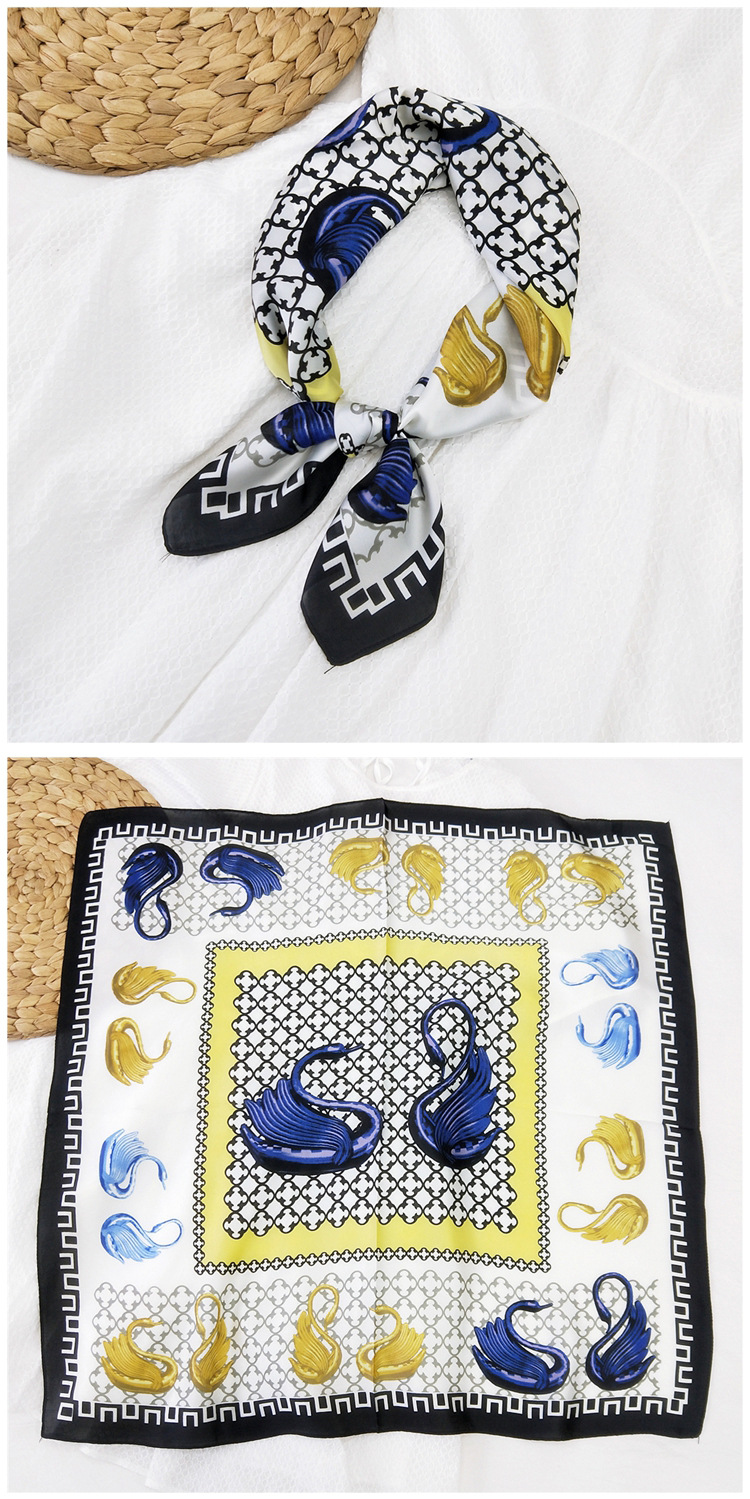 60g Weight Silk Scarf Classification Travel Occasion Silk Material Unisex Gender Printing Design Sweet Style Khaki, Grey, Red, Green, Blue, Yellow, Black Color 70 Small Square Scarf Silk Scarf Women Summer Neck Scarf Neck Protector Korean Thin Scarf 9