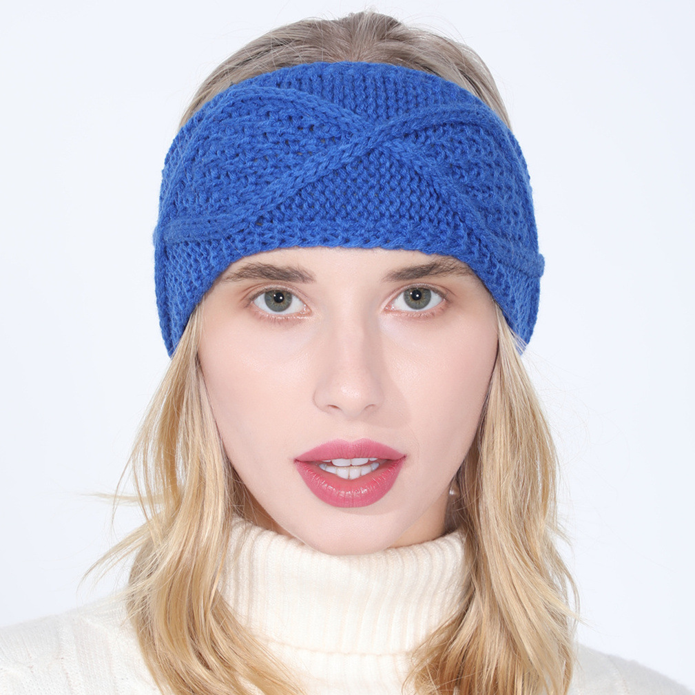 New Autumn and Winter Women's Knitted Face Wash Headcover with Woolen Hairband Aran Diamond High ponytail Hat_voghion.com