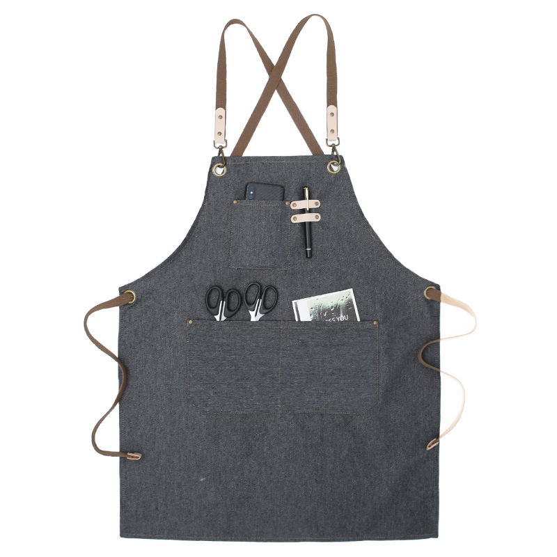 Estilo coreano moda logotipo personalizado impresión delantal hombres y mujeres barista estilista cocina limpieza del hogar ropa de trabajo