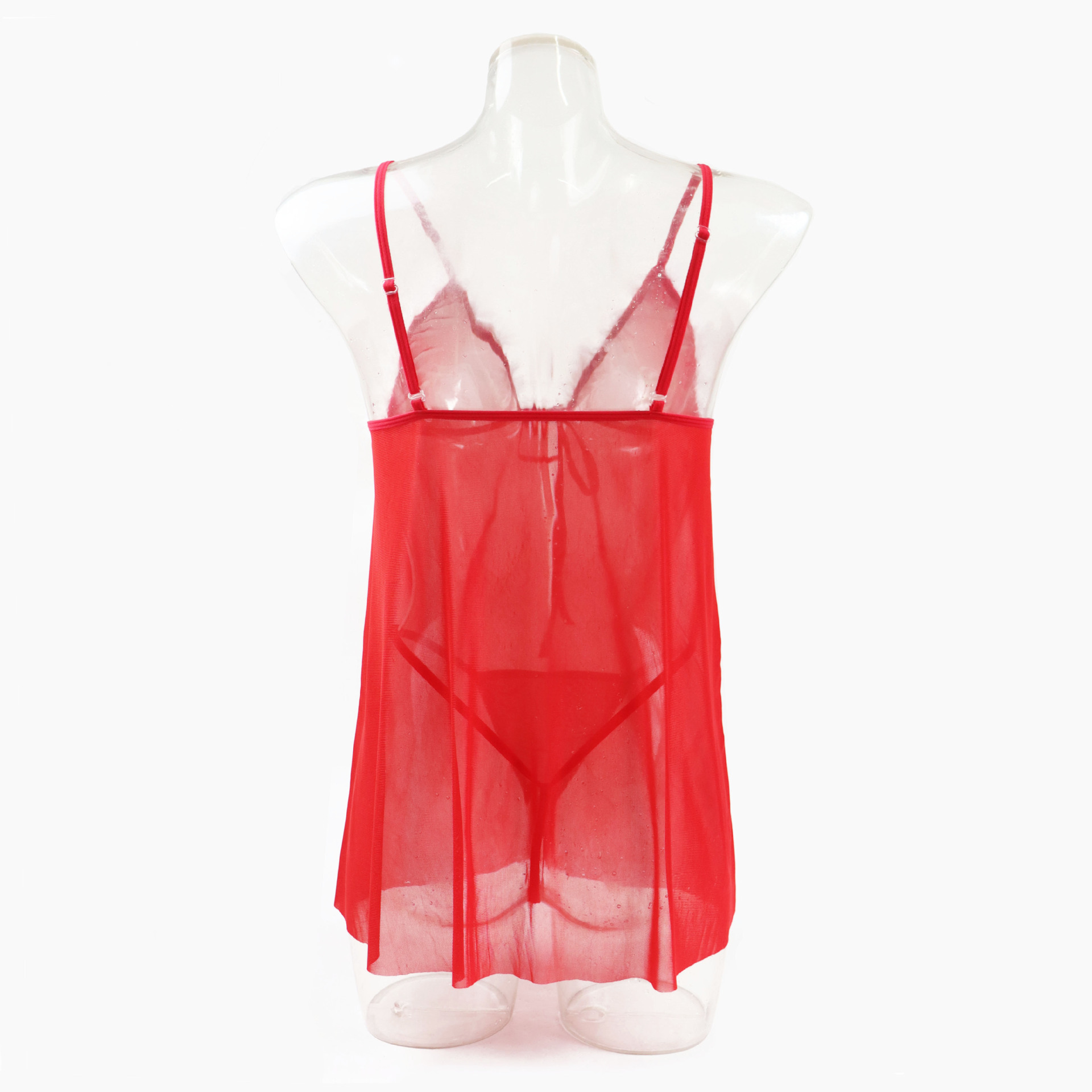 camisón sexy de una pieza de hilo de red roja NSYO8715