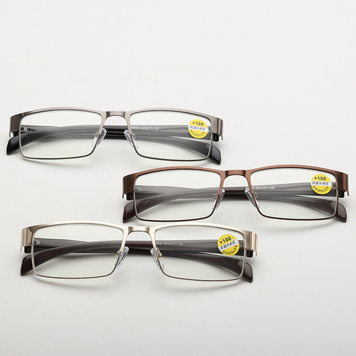 Steel Frame Browed Reading Glasses for Men, Elderly, Fashionable and Simple, High Definition, Distance Vision, Blue Light Blocking Reading Glasses