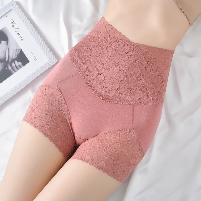 High-waisted safety pants women do not wear underwear large size waist leggings cotton file anti-exposure lace can be worn outside shorts