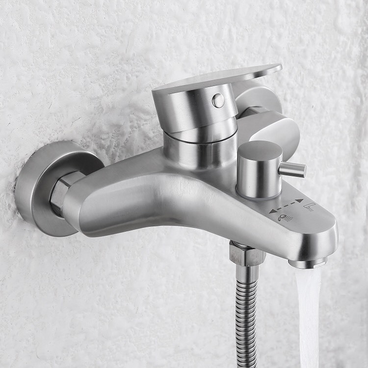 德国304不锈钢淋浴龙头浴室浴缸暗装三联冷热水龙头加厚混水阀 正