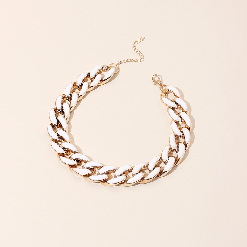 28g Weight Necklace Classification Wedding, Travel Occasion Unisex Gender Plating Design Simple Style Style White, Gold, Black Color Fashion Simple Thick Chain Women's Necklace Wild Style Hiphop Port Style Accessories Jewelry Nihaojewelry 1