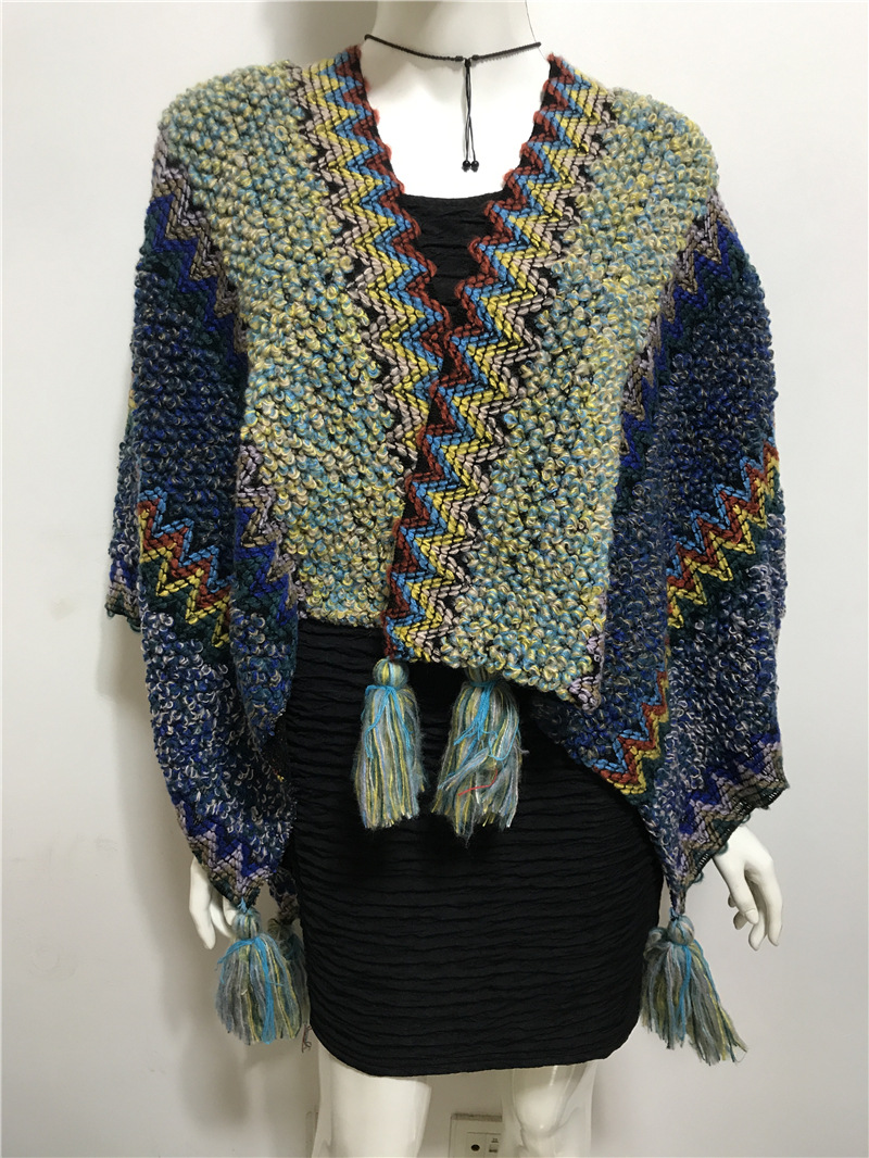 350g Weight Acrylic Fabric Type Daily Occasion V Neck Neckline Loose Version Color Block Pattern Winter, Spring, Autumn Season Women'S Gender Braid Design Vintage Style Style Women'S Vintage Style Color Block Braid 7