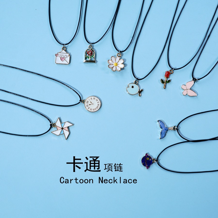 新款ins风卡通少女心小女孩项链女 情侣闺蜜学生项链拼多多饰品