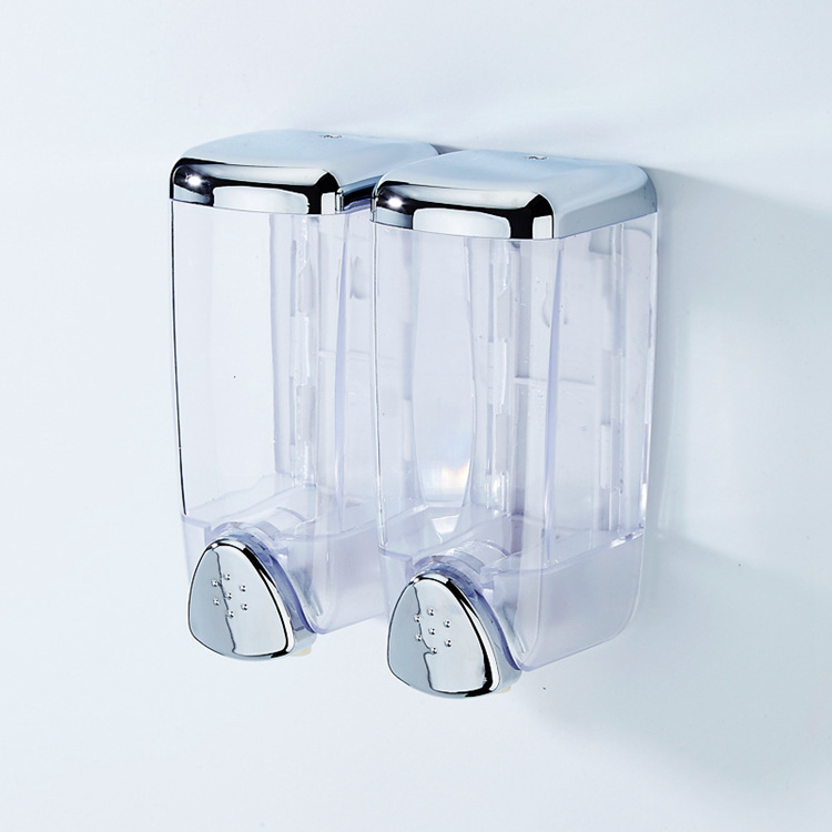Chrome Light Wall mounted 300 Milliliter x2 Bunk Plastic Manual Soap dispenser Liquid soap Shower Gel Box
