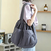 Korean Edition Simplicity Drawstring Beam port Handbag leisure time capacity Washed Canvas bag Versatile literature Solid The single shoulder bag