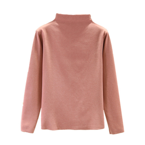 New Half High Neck Underwear Autumn and Winter Thickened Inner Wear Felted Double Face Velvet Long Sleeve Slimming Warm Top for Women 