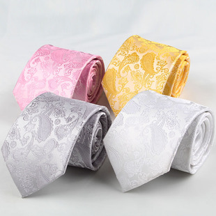 British Style Paisley Pattern Tie Men's Wedding Evening Dress Banquet Men's Tie White Silver Gold Tie