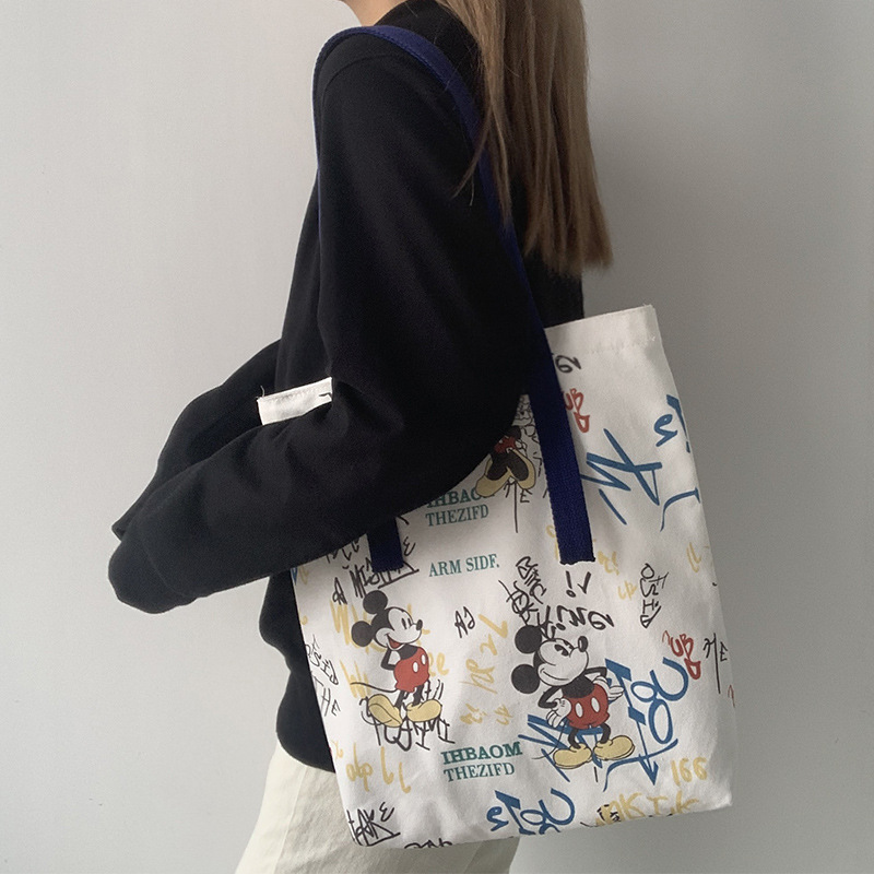 Bolsa de lona de hombro de las mujeres Nueva Bolsa ins bolsa de tela estudiante graffiti japonés de gran capacidad estilo coreano fresco