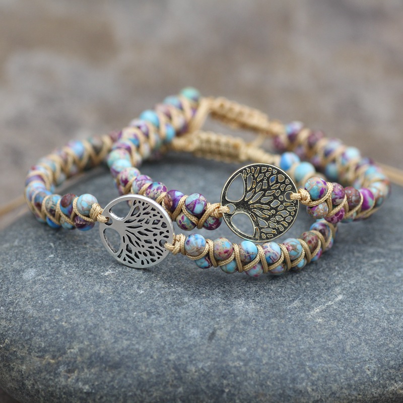 Bohemian Tree turquoise Metal Braid Bracelets