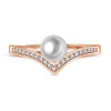 Fashionable elegant zirconium with bow, one size ring from pearl, micro incrustation, wholesale