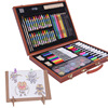 factory customized painting Stationery Set Watercolor pen Pastels 24 paint brush combination Wood Gift Box