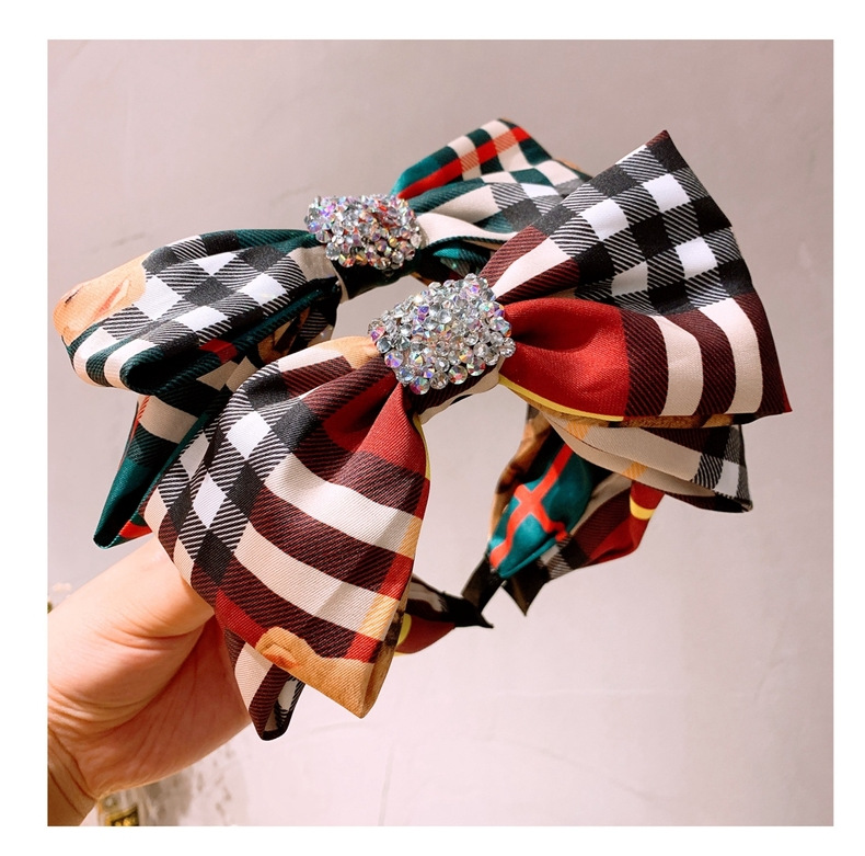 Retro British Style Double Full Diamond Bow Hair Band Hairpin Wholesale display picture 8