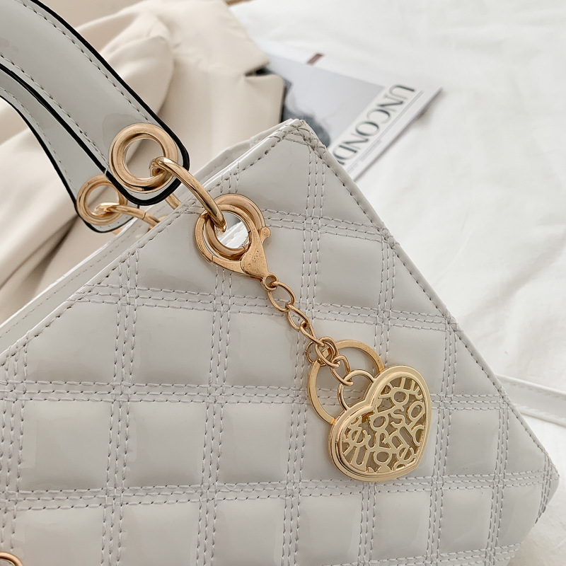 Spring And Summer New Pu Daifei Bag Color Patent Leather Single Shoulder Slant Cross Bag Embroidered Line Lattice Handbag