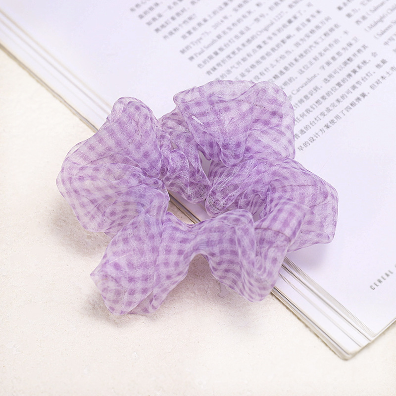 Mesh Plaid Hair Rope Large Intestine Hair Ring Ball Head Rubber Band Tie Hair Scrunchies Wholesale Nihaojewelry display picture 10