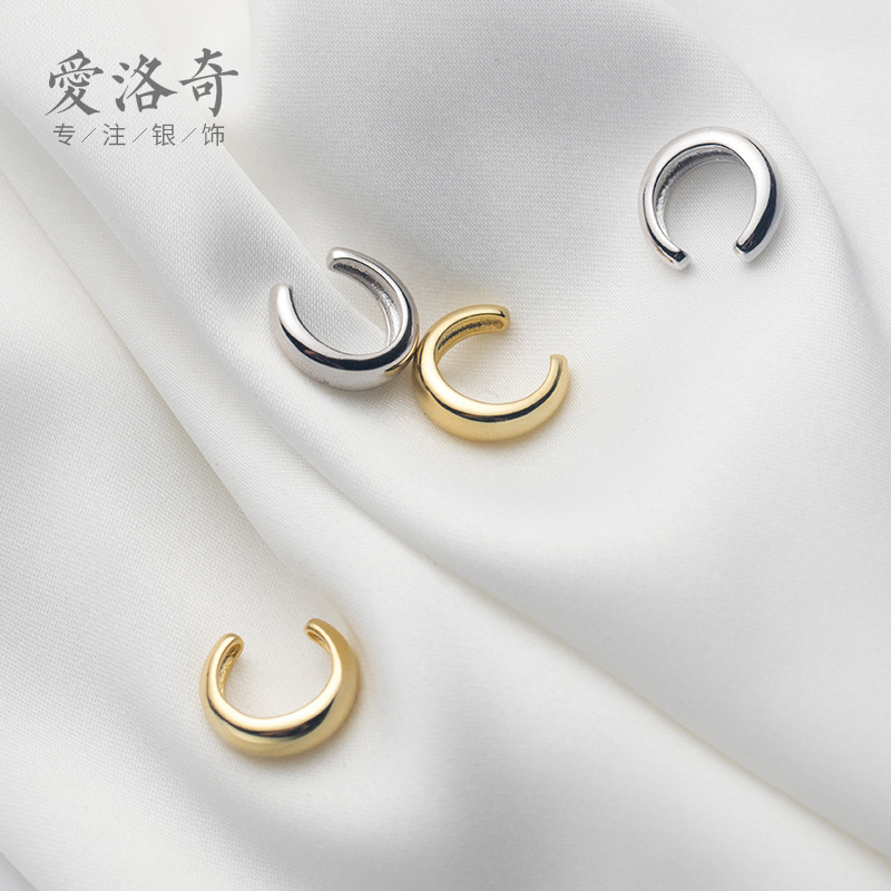 Eloch s925 plata estudiantes de moda sin agujeros de orejas de orejas de hueso temperamento en forma de C joyas de orejas japonesas para niñas G6586