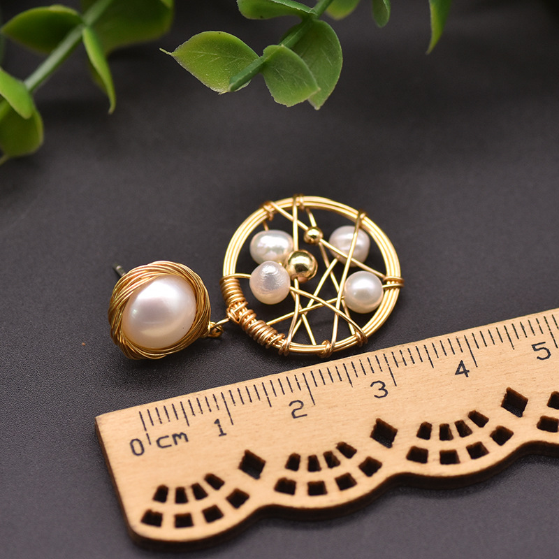 Ethnic Style Round Copper Pearl Drop Earrings 1 Pair display picture 4