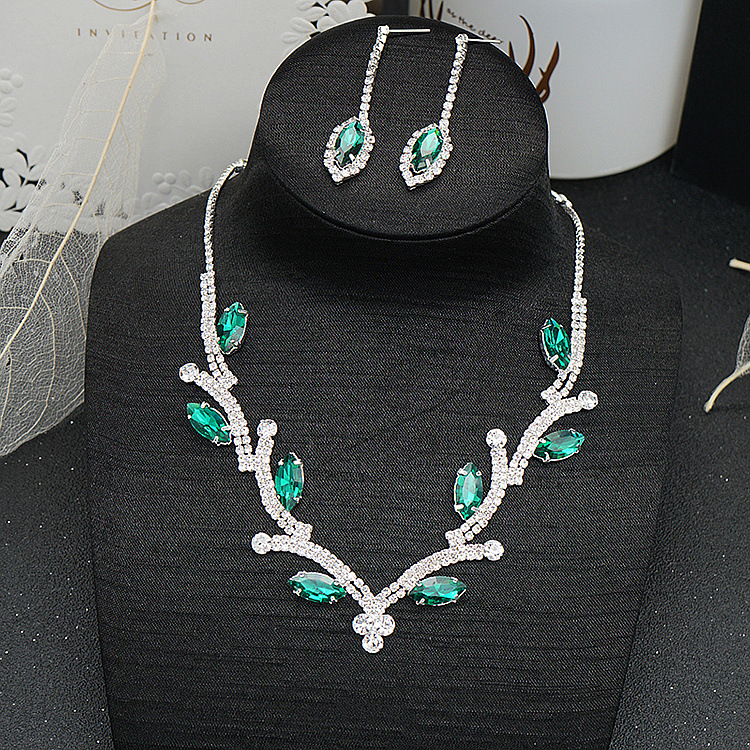 Artificial Crystal Copper Elegant Glam Leaves Rhinestones Jewelry Set display picture 7