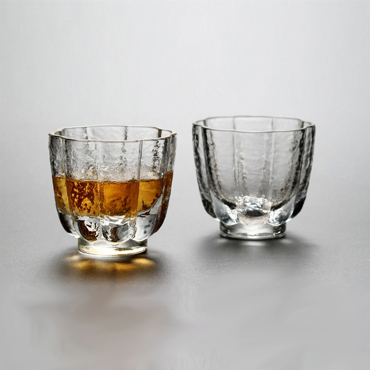 日式锤纹玻璃品茗杯小酒杯梅酒杯白酒杯小茶杯清酒杯一口杯玻璃杯