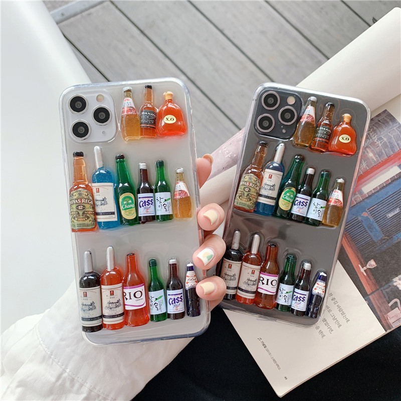 Wine Bottle Pattern Arylic Wine Bottle Handmade Cartoon Style Cute Phone Cases Phone Accessories