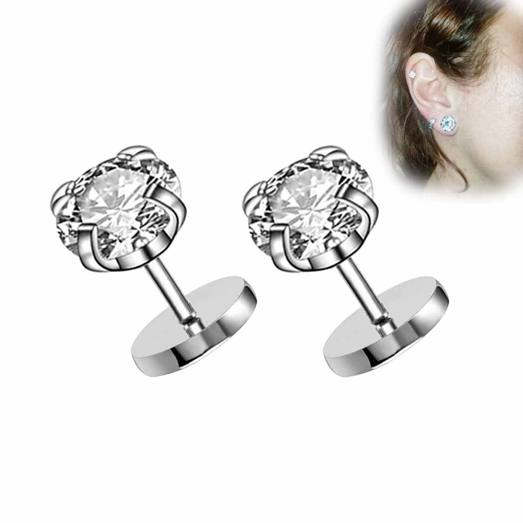 1 Piece Simple Style Round Inlay Stainless Steel Zircon Ear Studs display picture 4