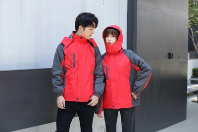 撞色中厚摇粒绒冲锋衣外套长袖运动加厚冬季防水连帽拉链可印LOGO|ms