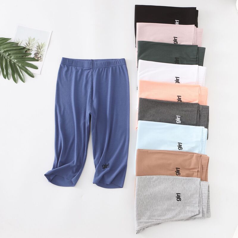 Factory sales 2020 spring and summer new anti-light safety pants embroidered thin pants seamless bottoming shorts tide