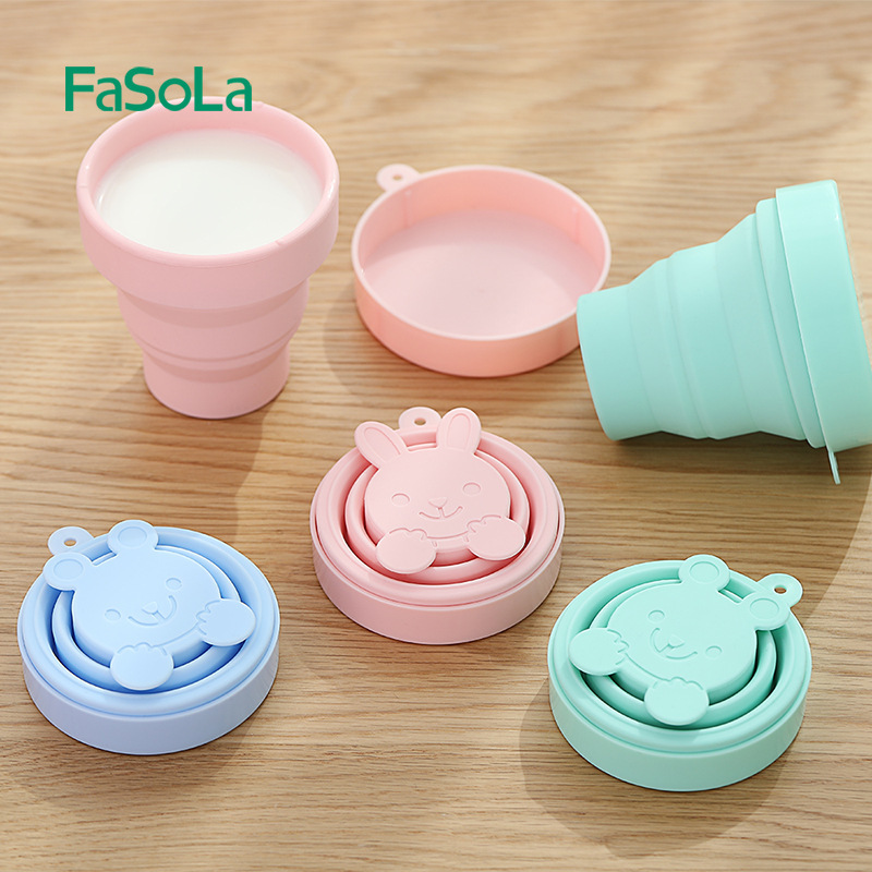 FaSoLa可折叠水杯便携式漱口杯伸缩杯硅胶旅行折叠杯旅行压缩杯