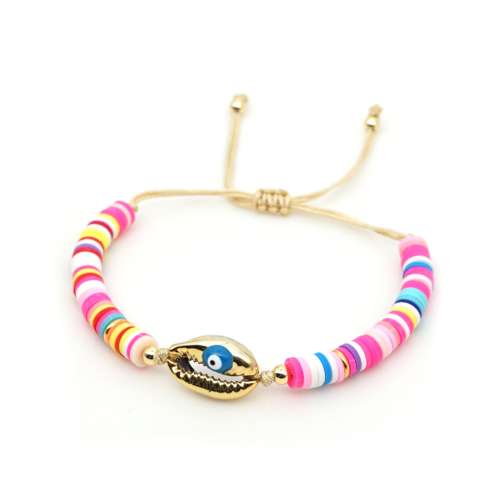 Bracelet Female Simple Bohemian Beach Wind Natural Shell Oil Drop Evil Eye Hand-woven Ceramic Mud Piece Friendship Rope display picture 14