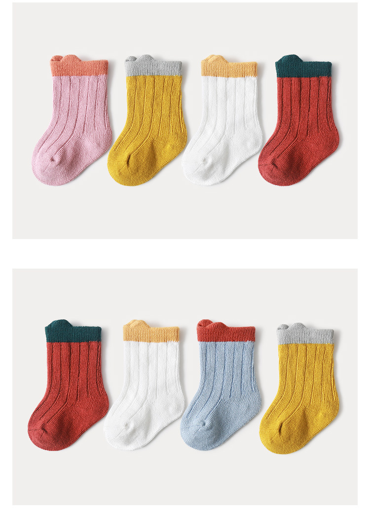 Autumn And Winter New Baby Short Tube Cute Color Matching Loose Mouth Cotton Socks Wholesale display picture 11