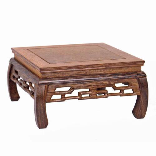 Solid wood ornament base chicken wing wood curved feet square purple clay pot rare jade stone flower bonsai wooden base base