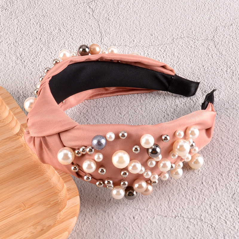 Fashion Pearl Knotted Solid Color Headband display picture 8