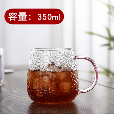 Taza de agua de vidrio de borosilicato lindo simple taza de setas mango de color con tapa de vidrio de oficina en casa taza de una sola capa