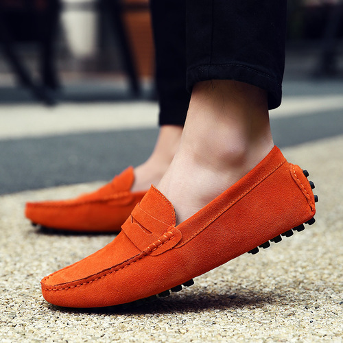 Spring and summer new men's suede leather beanie shoes wholesale men's shoes slip-on shoes British casual shoes