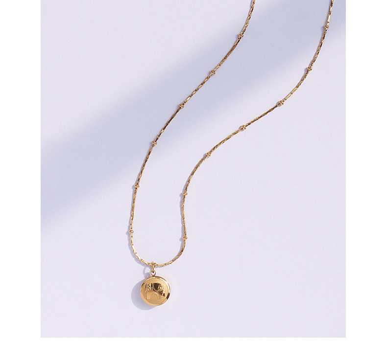 Winter  Elephant Golden Bean Pendant Necklace display picture 7