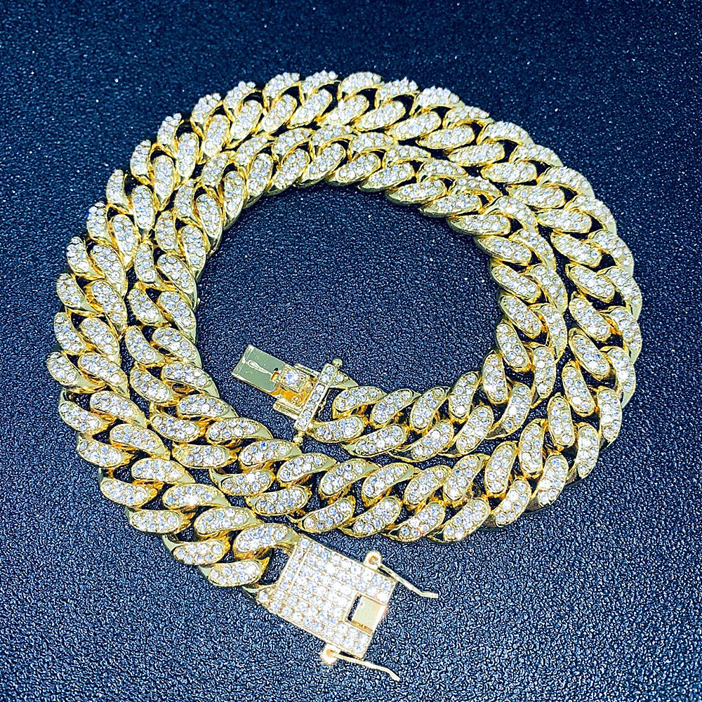 Cuban Link Chain Necklace For Men 12mm Hip Hop Diamond Style_voghion.com