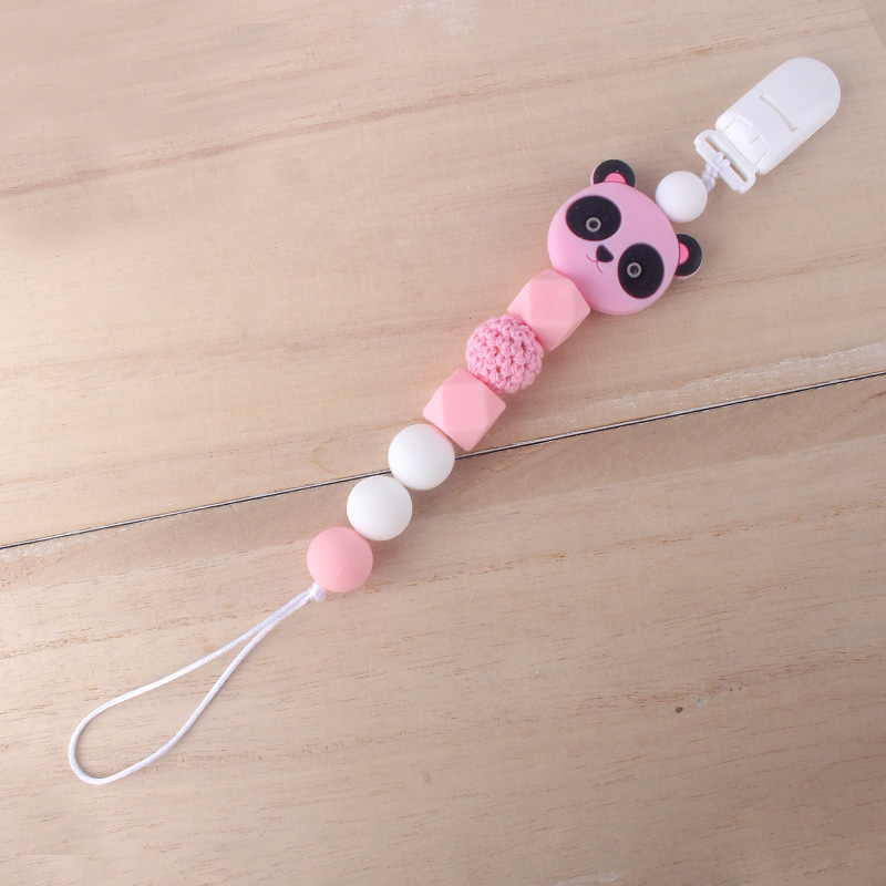 Bebé chupete de silicona chupete cadena anti-gota bebé juguete chupete de silicona clip anti-caída cinturón Panda cinturón de cadena anti-perdida