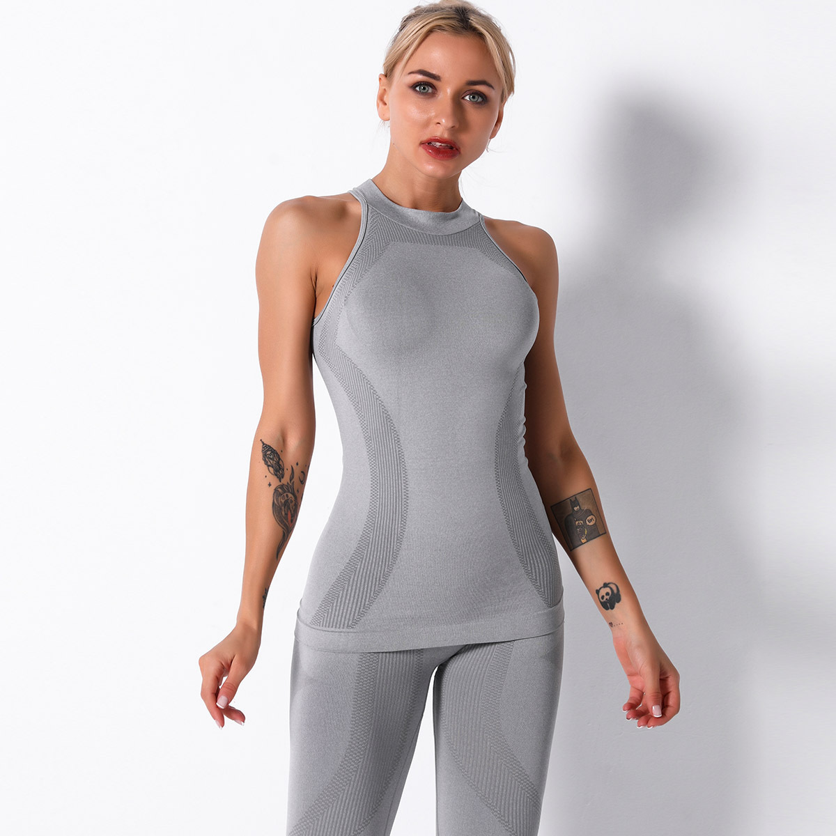 seamless knitted round neck sports vest NSNS10693