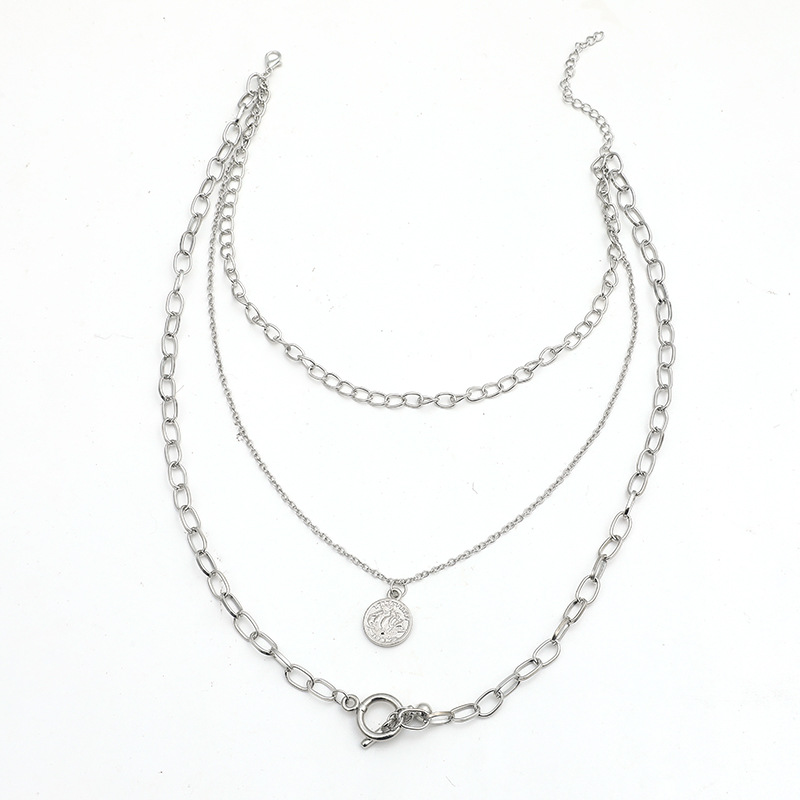 Fashion New Coin Portrait Round Ball New Wild Exaggerated Multi-layer Clavicle Chain display picture 4
