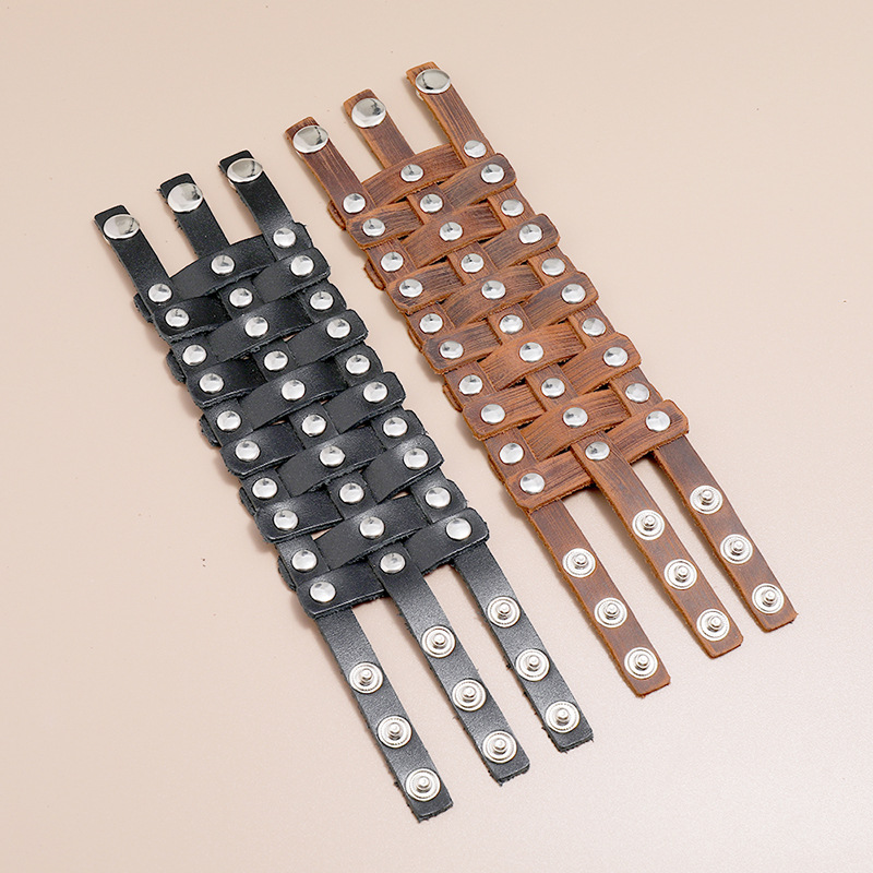 retro menu0027s cowhide  simple adjustable punk wide leather bracelet