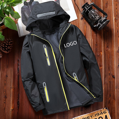 户外新款冬季反光冲锋衣男加绒加厚大码夹克外套女定制LOGO工作服