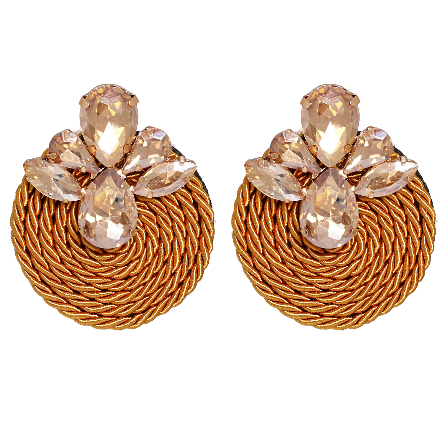 Korean New Fashion Wild Rhinestone Geometric Round Exaggerated Card Earrings display picture 29