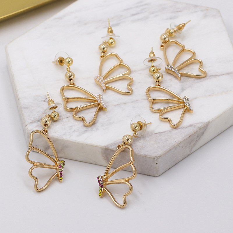 Butterfly Crystal Earrings New Fashion Cute Earrings Wholesale display picture 3